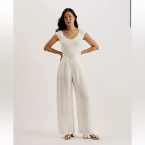 NWT Ted Baker Jumpsuit Tabbiaa Mixed Media Ribbed in White